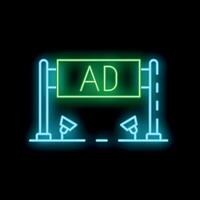 Neon billboard showing ad text with lights at night vector
