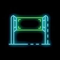 Glowing neon line volleyball net icon isolated on black background vector illustration