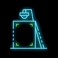 Neon document scanner icon glowing in the dark vector