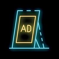 Neon sign showing advertisement on black background vector