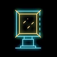 Yellow glowing neon line represents a big billboard with lights on a black background vector