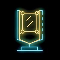 Glowing neon line award icon isolated on black background, winning trophy on a stand vector