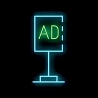 Neon billboard showing ad sign on black background vector