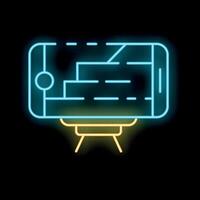 Neon sign representing mobile phone showing a gps app for city navigation vector