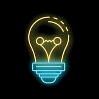 Glowing neon lightbulb icon representing innovative idea generation vector