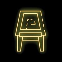 Glowing neon line road traffic information signpost is shining on black background vector