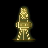 Neon sign of a theodolite for surveying and geodesy vector