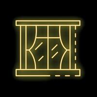 Neon yellow window with curtains on a black background vector