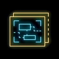 Neon glowing icon of computer hardware, a circuit board with a black background vector