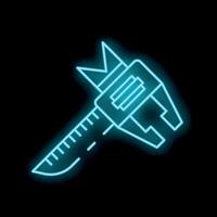 Neon light glowing caliper measuring tool icon vector