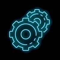 Neon blue gears interlocking showing concept of teamwork vector