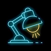 Neon desk lamp shining light on black background vector