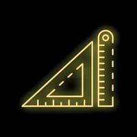 Neon yellow ruler and set square on black background vector
