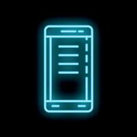 Neon smartphone showing mobile app with checklist on screen vector