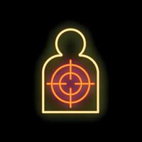 Neon sign representing a human body with a target aiming at it vector