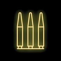 Neon icon of three nuclear weapons standing on launchpad vector