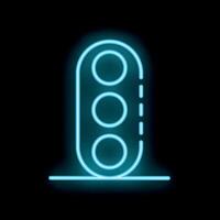Neon traffic light glowing on dark background vector