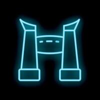 Glowing neon line binoculars icon isolated on black background vector illustration