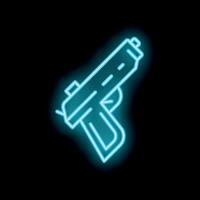 Neon blue submachine gun glowing on black background vector