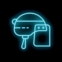 Neon icon representing virtual reality gaming experience vector