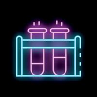 Neon icon of test tubes holding scientific experiment vector