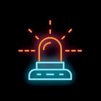 Neon sign of a flashing red emergency siren light on a black background vector
