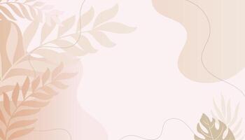 Background Neutral banner with leaf and warm color vector
