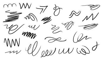 25 Hand Drawn Textured Abstract Scribble Line Shapes vector