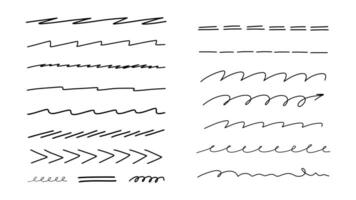 17 Hand Drawn Doodle Highlight Underlines vector