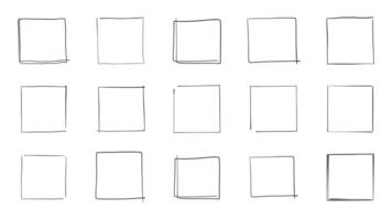 15 Hand Drawn Scribble Square Frames vector