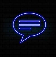 Outline neon chat icon. Glowing neon speech bubble, text message pictogram. Live chat and discussion, online conversation and dialogue, private group and channel. icon set, symbol for.. vector