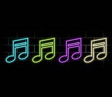 Glowing neon line Music note, tone icon isolated.. vector