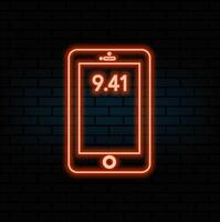 Neon phone icon. Glowing neon cellphone sign, set of isolated smartphone in different vivid colors. Bright icon, sign, symbol for UI design. Mobile device and gadget... vector