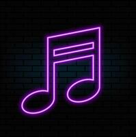 Glowing neon line Music note, tone icon isolated on black background... vector