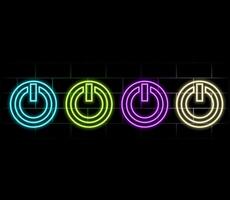 Power button blue glowing neon ui ux icon. Glowing sign logo isolated vector