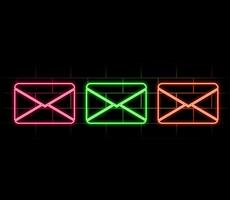 Glowing neon line Envelope icon isolated on black background. Email message letter symbol.. vector