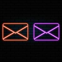 Glowing neon line Envelope icon isolated on black background. Email message letter symbol.. vector