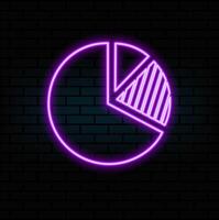 3d rendering wireframe digital techno neon glowing symbol of pie chart with slice with shining dots on black background with blured reflection vector