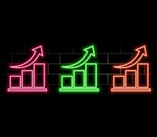 Glowing neon line Graph Growth Chart Info graphics Profit Stats Animation . Cool linear graph report icon vector