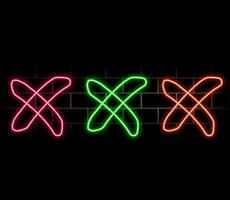 Outline neon cross mark icon. Glowing neon error sign, cancel and reject, X pictogram. Incorrect select, cancel cross mark, disapprove request, notice refuse, wrong answer and mistake. vector