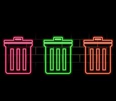 Neon recycle bin icon. trash neon icon. Glowing neon line Recycle bin with recycle symbol icon isolated on black vector