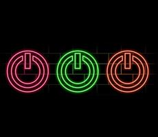 Power button blue glowing neon ui ux icon. Glowing sign logo isolated on brick vector