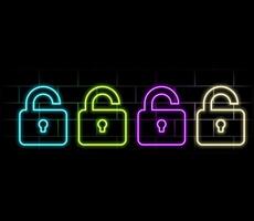pen lock neon icon. Elements of web set. Simple icon for websites, web design, mobile app. vector