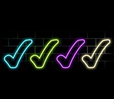 neon abstract check mark. vector