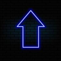 Swipe up neon sign. Glowing neon arrow pointer isolated. Realistic glowing Bright neon arrow. Button for vector