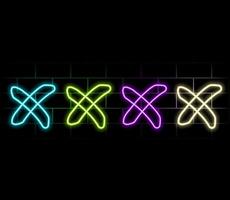 Outline neon cross mark icon. Glowing neon error sign, cancel and reject, X pictogram. Incorrect select, cancel cross mark, disapprove request, notice refuse, wrong answer vector