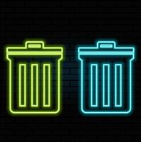 Neon recycle bin icon. trash neon icon. Glowing neon line Recycle bin with recycle symbol icon isolated on black vector