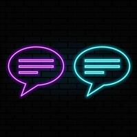 Outline neon chat icon. Glowing neon speech bubble, text message pictogram. Live chat and discussion, online conversation and dialogue, private group and channel. icon set, symbol for UI.5 vector