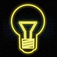 Outline neon electric lamp icon. Glowing neon lightbulb with rays of light, bulb pictogram. Idea and solution, business innovation, creative energy, inspiration power and creativity. icon vector