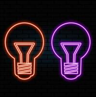 Outline neon electric lamp icon. Glowing neon lightbulb with rays of light, bulb pictogram. Idea and solution, business innovation, creative energy, inspiration power and creativity. vector